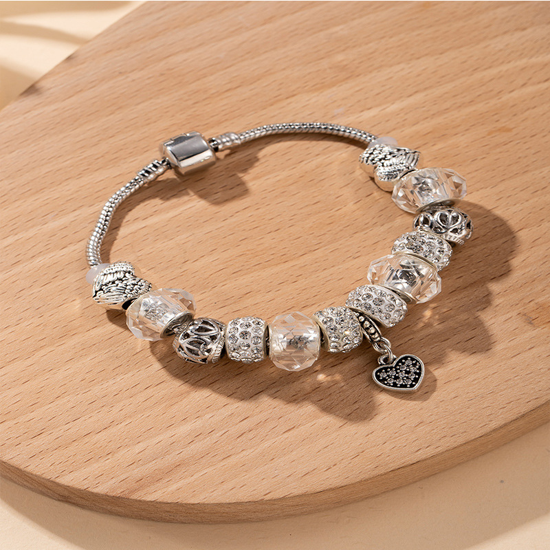 Panjia pulsera Dora DIY cuentas explosivas transfronterizas amor colgante de diamante bola de perforación de cristal cuentas de bronce pulsera cadena image 4