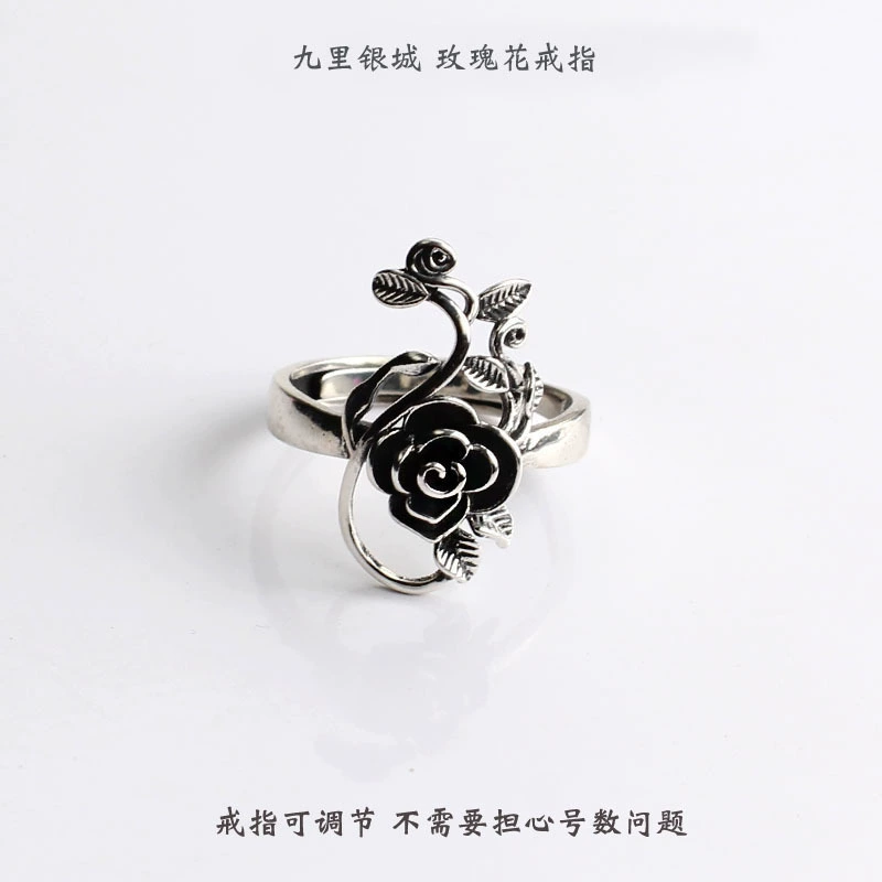 Retro universal fashionable ring, silver 925 sample, flowered