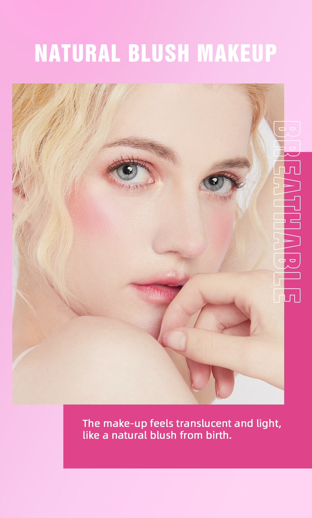 QIBEST Cushion Blush matte naturally brightens rosy complexion, nude blush liquid contouring facial makeup Specification drawing