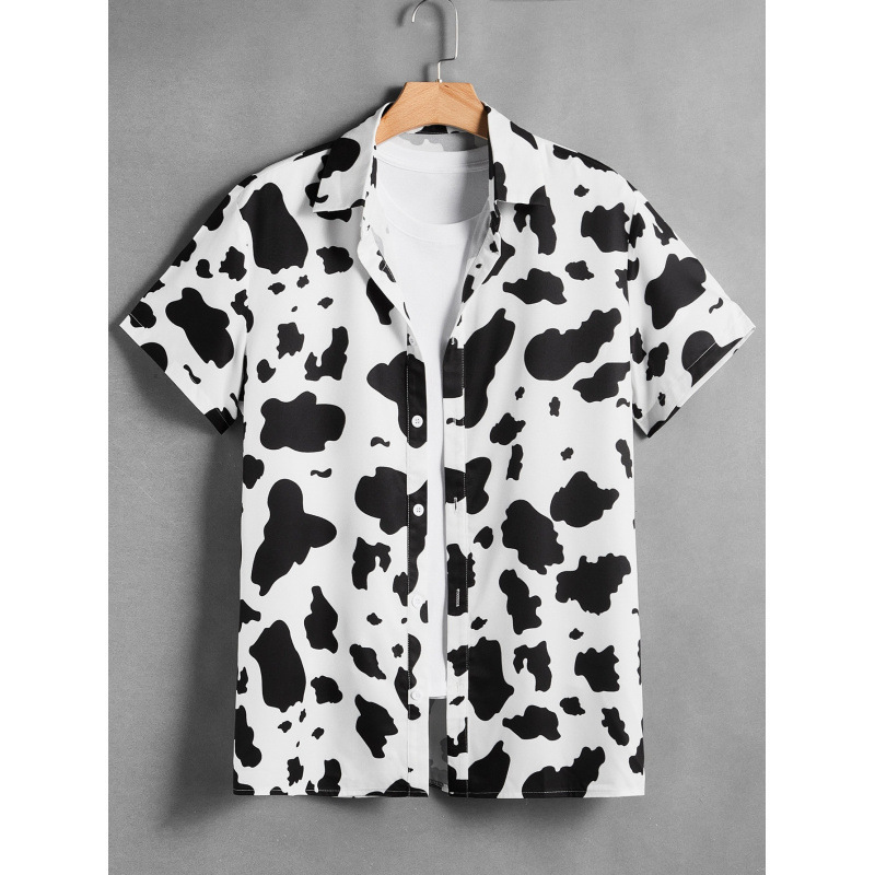 Popular Cross-Border 3D Men's Printed Shirt Hot-Selling Hawaiian Leopard Print Short-Sleeve Shirt Breathable Sun-Protective Clothing