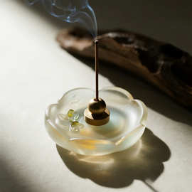 古法琉璃香插创意莲花香插上香家用线香底座香座熏室内国风摆件