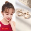 Silver needle, fashionable earrings from pearl, silver 925 sample, Korean style, light luxury style, wholesale