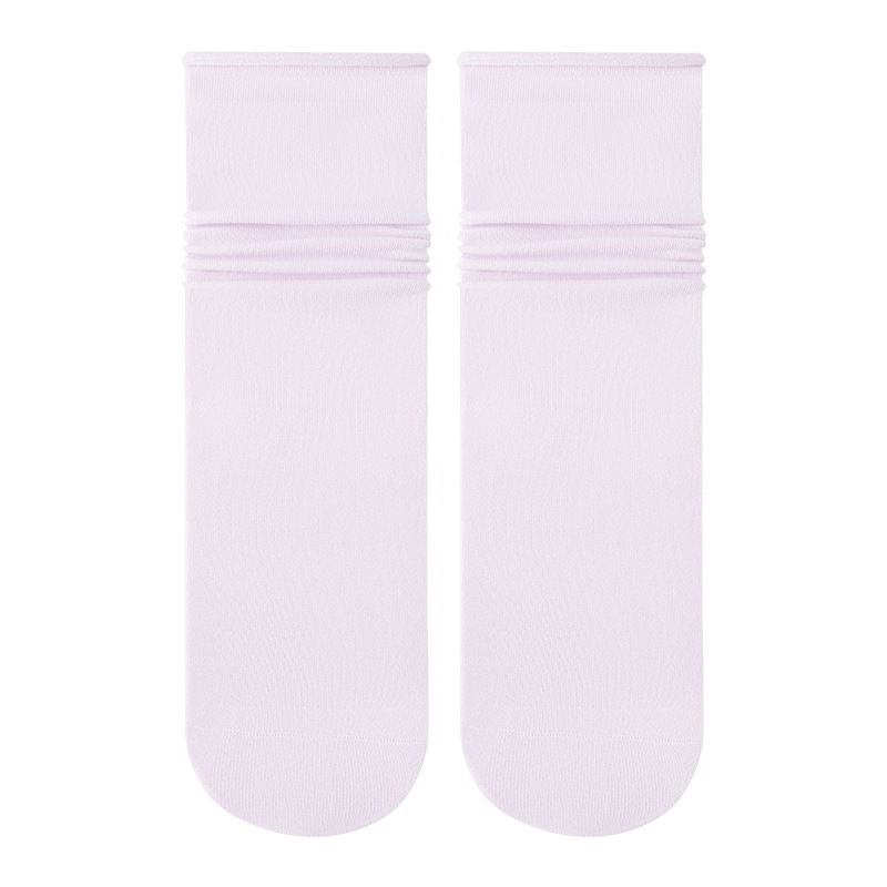 60S Lanjing Modal pila calcetines primavera-verano delgada calcetines de luna media calcetines de hielo blanco sin hueso