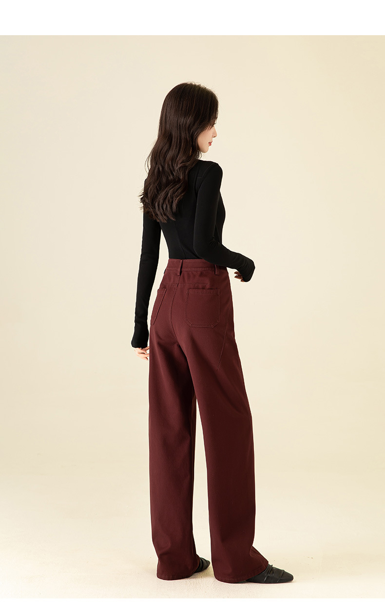 Quần ống rộng cotton linen lót lông mùa đông dáng suông ống thẳng — Màu cà phê chi tiết 22