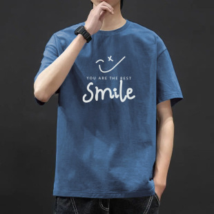 Summer new t-shirt trend fashion casual bottoming shirt cotton ins trendy brand loose round neck short-sleeved T-shirt men's large size