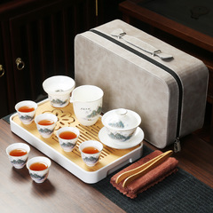 創意顏值好貨商務銀行公司企業節慶高檔禮品套裝羊脂玉瓷旅行茶具