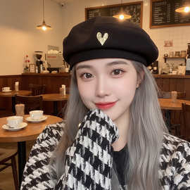 秋冬网红大头围八角帽女大码蓓蕾画家帽子适合大脸圆脸毛呢贝雷帽