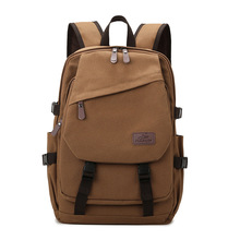 新款水洗帆布男士双肩包大容量学生书包休闲电脑背包复古潮流背包