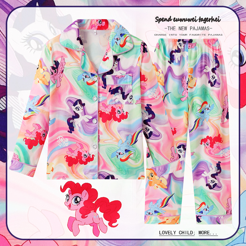 Pijamas para niños del sudeste asiático para niños de primavera y otoño para niñas de manga larga y solapa fina de dibujos animados LABUBU traje de otoño para niños grandes image 39