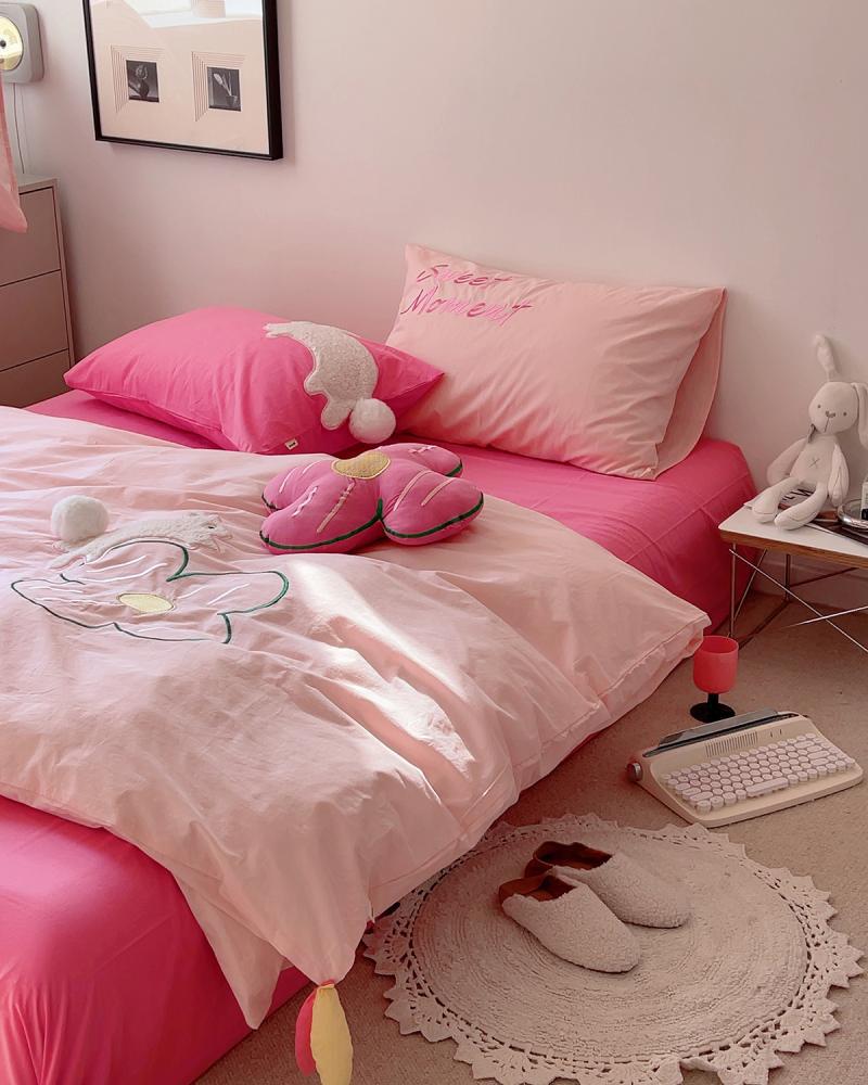 Cute cotton rabbit, three dimensional set, small bell, bedspread, 4 piece set