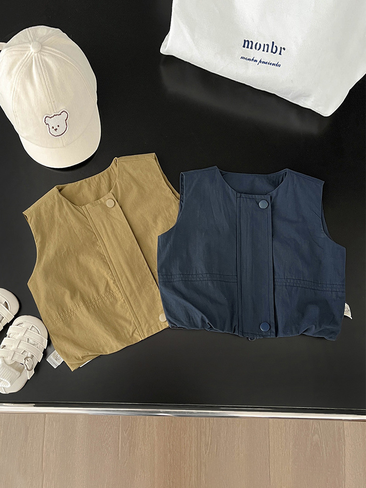 Bebé estilo coreano Chaleco de los niños retro todo a juego Chaleco de primavera niños y niñas estilo coreano estilo occidental corto desgaste exterior chaleco