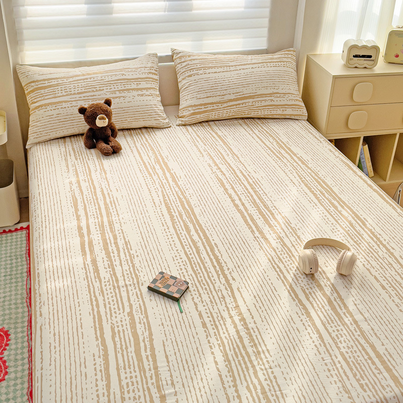 Sábanas a cuadros de algodón puro pieza individual 100 cama individual de algodón funda de almohada para dormitorio infantil traje de tres piezas