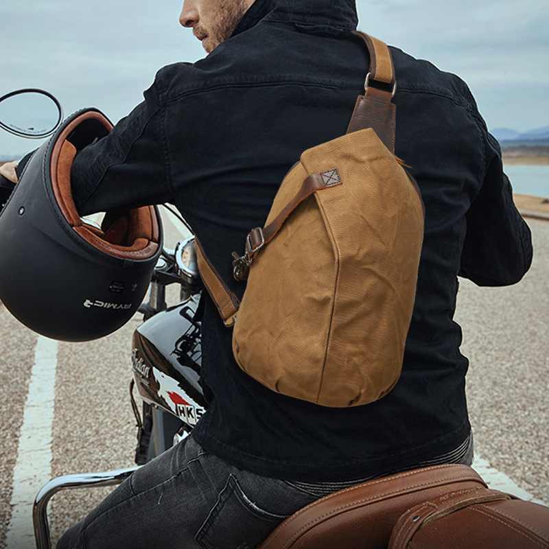 Amazon's Hottest Oil Wax Canvas Chest Bag New Men's Bag Travel Cross-Body First-Layer Cowhide Bag Overflow Factory Direct Sale Amazon's Hottest Oil Wax Canvas Chest Bag New Men's Bag Travel Cross-Body First-Layer Cowhide Bag Overflow Factory Direct Sale