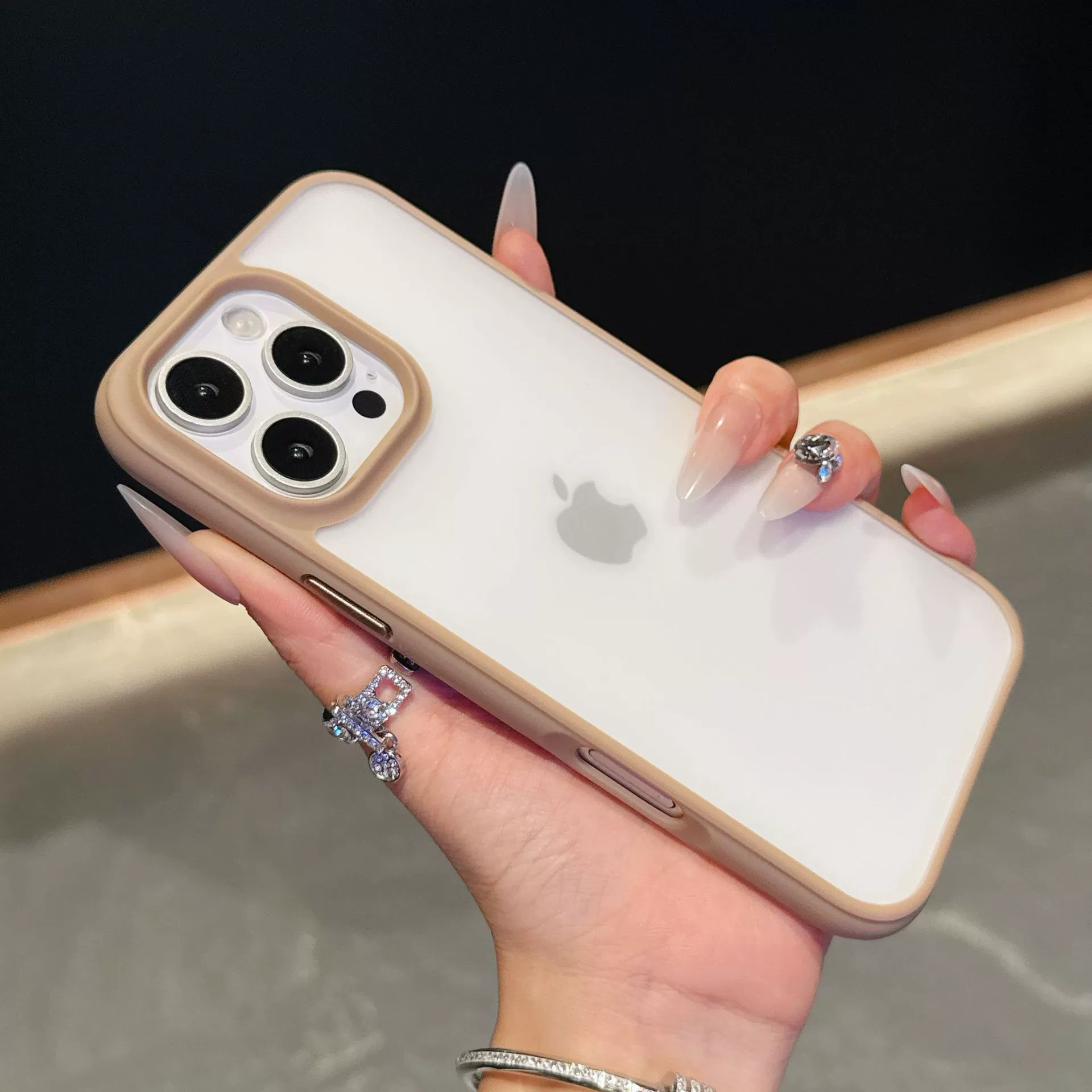 Apple совместимый матовый чехол, прозрачный металлический чехол для iPhone 15, защитный чехол, iPhone 16 Pro Max, защита от падений
