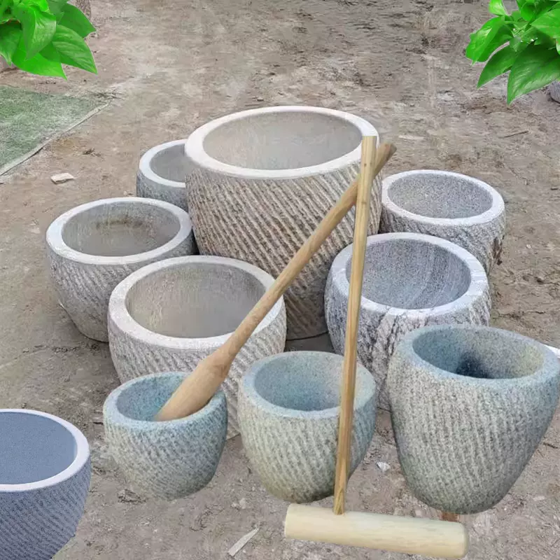 石雕花盆石臼庭院圆形水缸仿古装饰 石缸打糍粑年糕石窝老式石臼