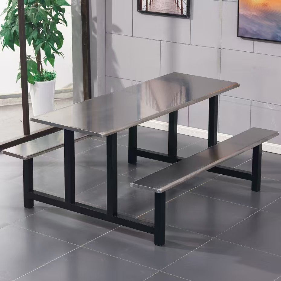 Mesa de comedor de la unidad de comedor del personal de la escuela Mesa de comedor desmontable de acero inoxidable Mesa de comedor rectangular para 4 personas 6 personas 8 personas