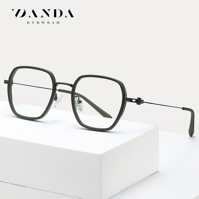Nuevo anti-azul gafas de luz TJ822 moda multilateral gafas lisas TR + metal mezclado gafas de miopía gafas