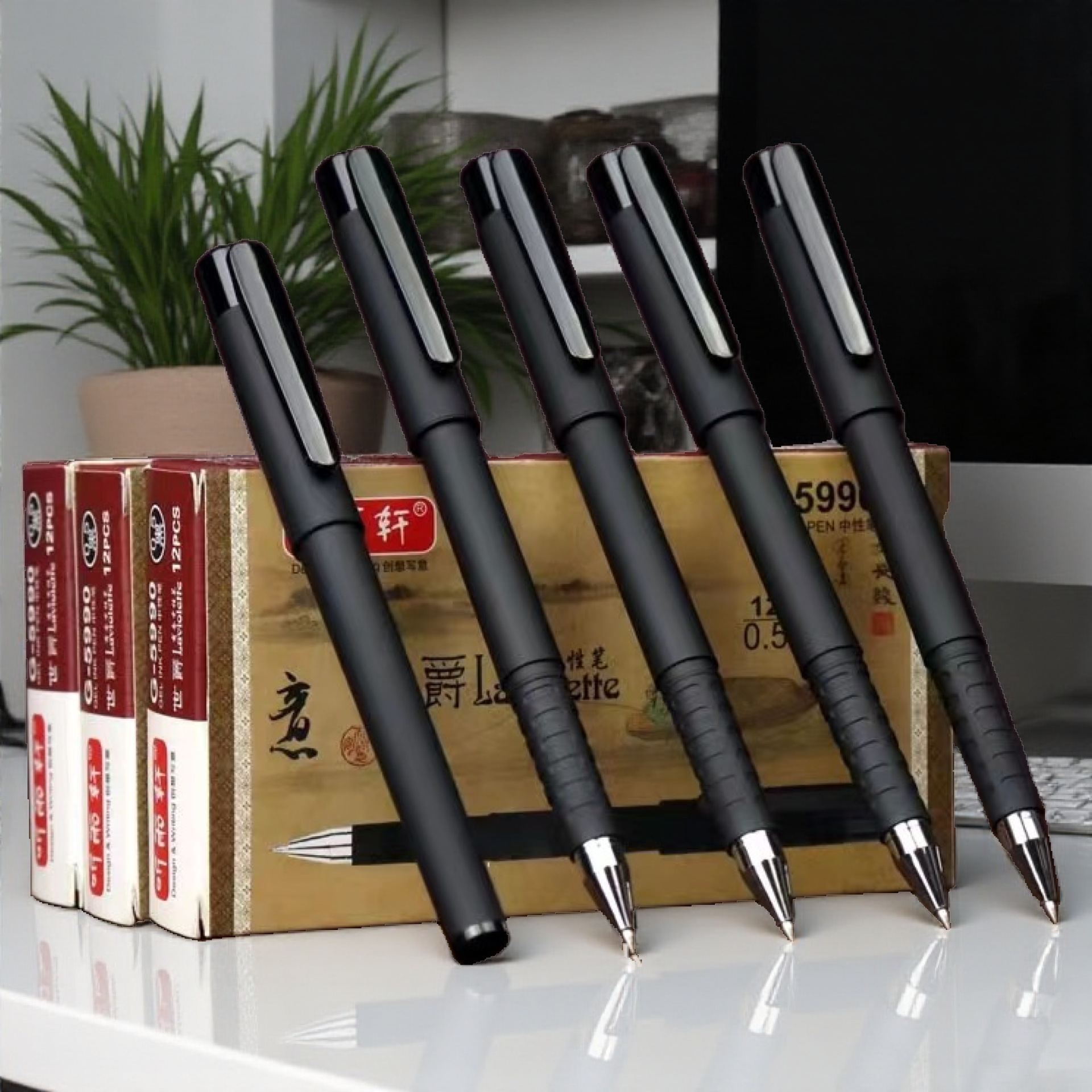 Ting Yu Xuan G5990 비즈니스 시그니처 젤 펜 총알 0.5mm 블랙 전체 젖빛 미끄럼 방지 펜 스파이커 배치