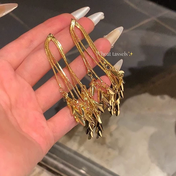 Tassel wheat earrings-A2041 gold