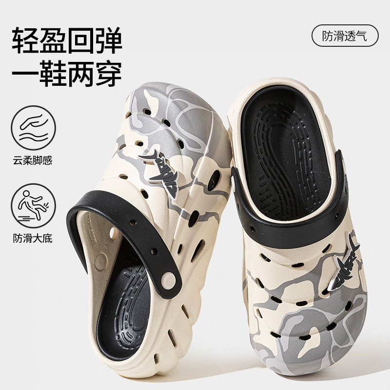 Croos New Camouflage Men's and Women's Clogs, Non-Slip Soft-Soled Outdoor Beach Shoes, Sandals and Slippers, Foreign Trade Wholesale
