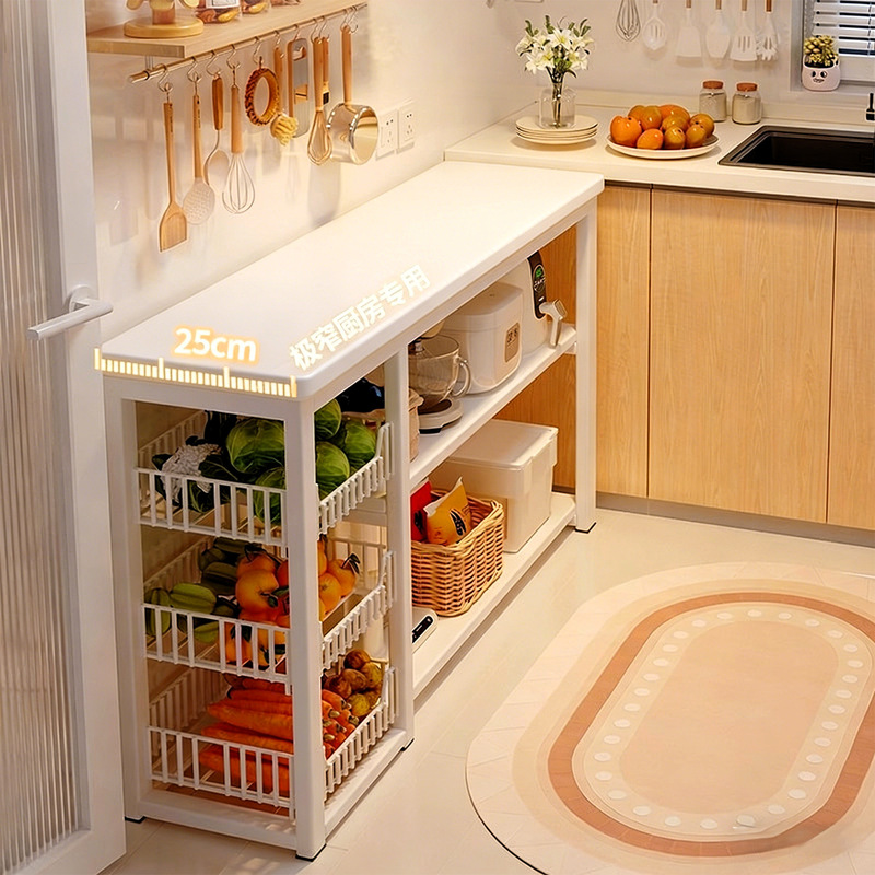 Kitchen Storage Rack, Multi-Functional Floor-Standing Multi-Layer Household Ultra-Narrow Table, Workbench, Storage Cabinet, Narrow Side Cabinet Kitchen Storage Rack, Multi-Functional Floor-Standing Multi-Layer Household Ultra-Narrow Table, Workbench, Storage Cabinet, Narrow Side Cabinet