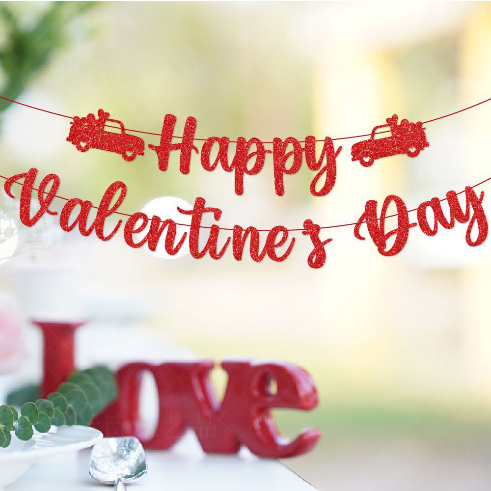 2024 nuevo traje de decoración de fiesta de San Valentín Día de San Valentín Festival tire bandera amor espiral etiqueta