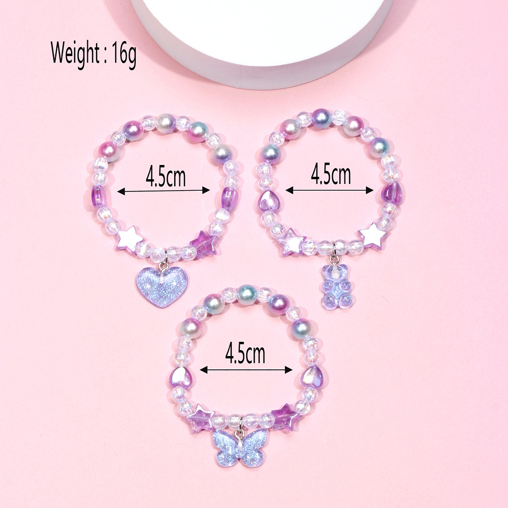 1 Set Simple Style Star Heart Shape Plastic Beaded Kidu0027S Bracelets