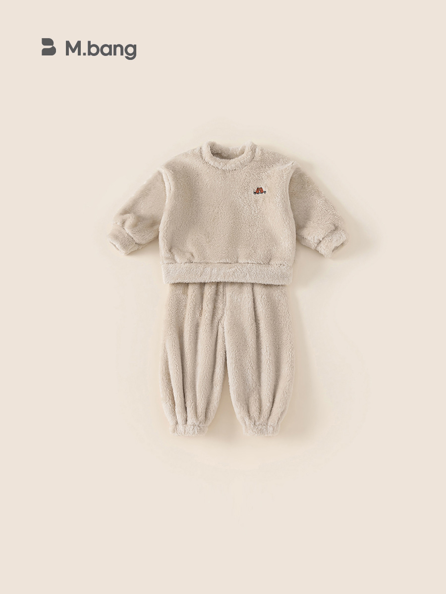 Youbao ropa para niños pijamas para niños invierno nuevo traje de servicio a domicilio para bebés simple más terciopelo engrosado traje de dos piezas de otoño e invierno