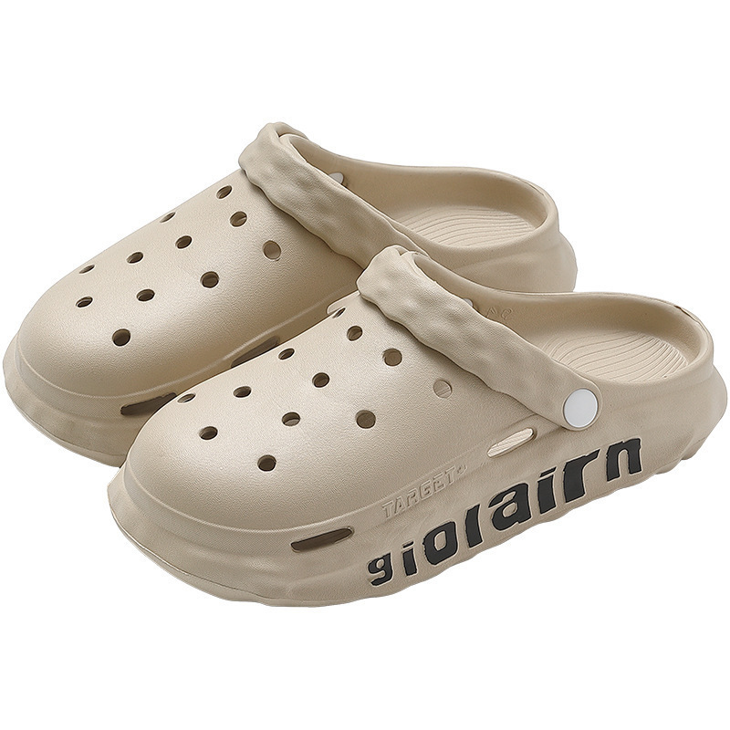 Stomp Sense Men's Hole Shoes 2024 New Summer and Autumn Non-slip Trendy Brand Baotou Lazy One-and-a-Half Sandals for Outer Wear