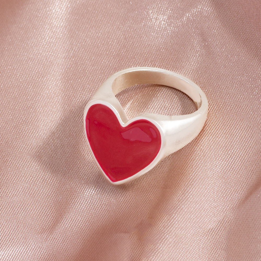 Wholesale Jewelry Casual Simple Style Heart Shape Alloy Enamel Plating Rings display picture 4