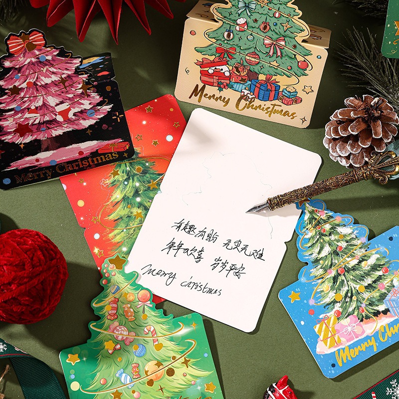 Christmas 3D greeting cards, floral gifts, handwritten blessing cards, Christmas Eve creative greeting cards wholesale