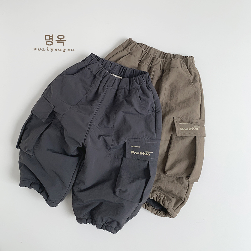 Pantalones Cargo Térmicos con Forro para Niños Nailon Grueso para Otoño e Invierno image 1