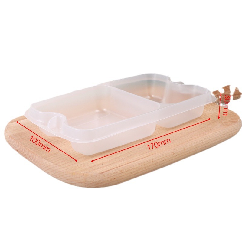 Fiambrera desechable, plato interior rectangular de doble compartimento, plato de comida de doble capa, bandeja interior de 4/6 puntos, aislamiento cuadrado para el hogar engrosamiento