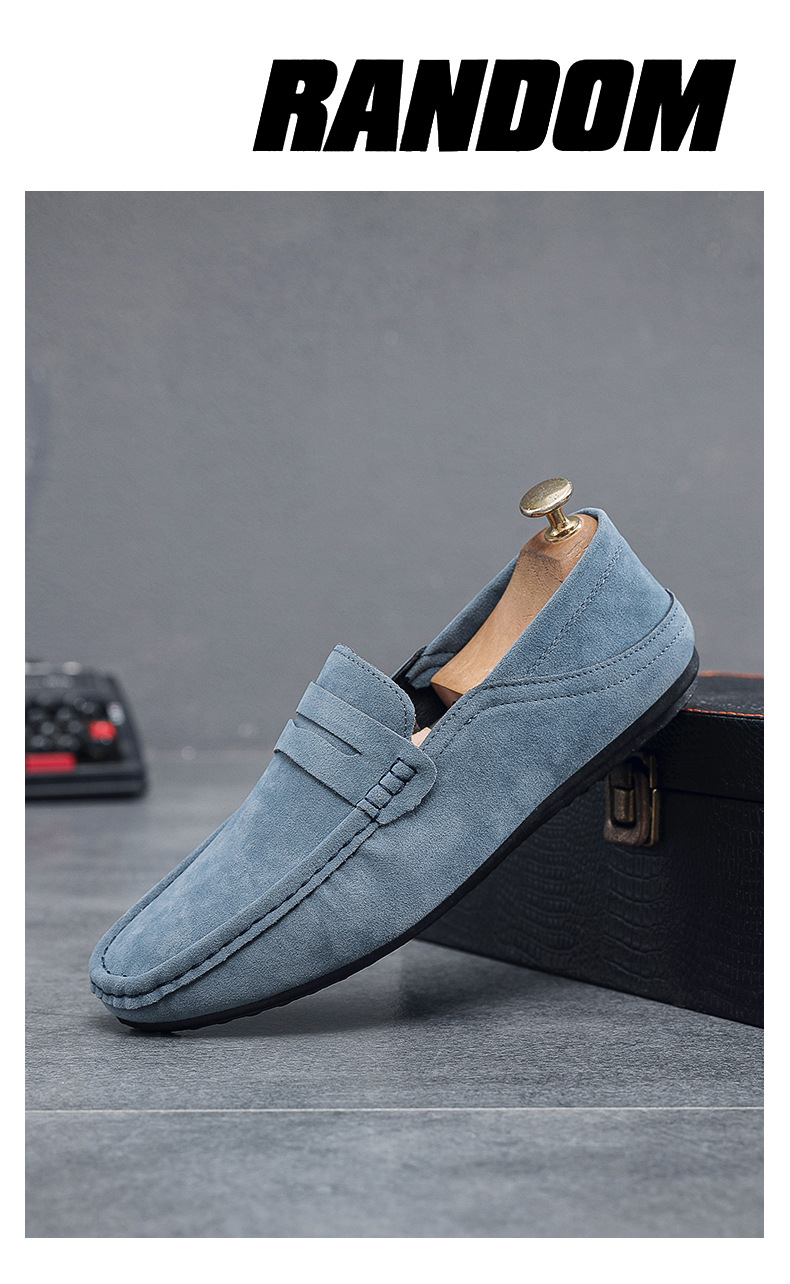 New loafers men's shoes bean shoes hair trend fashion British lazy man a slip-off half drag_voghion.com