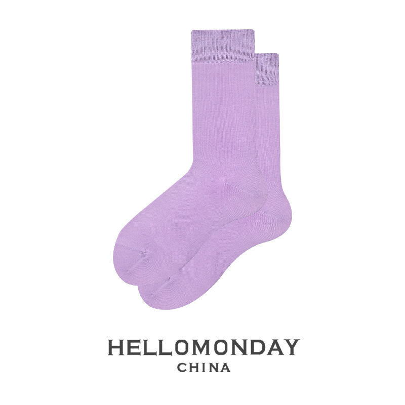 34012 Zhuji calcetines de dopamina de color sólido medias de hombre mediados de la pantorrilla ins moda estilo preppy mujeres retro japonesas