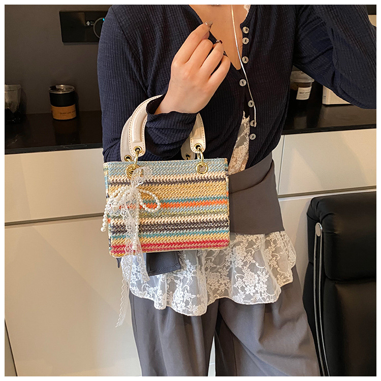 Femmes Faux Cuir Arc-En-Ciel Vêtement De Rue Paille Carré Fermeture Éclair Sac Diane display picture 10