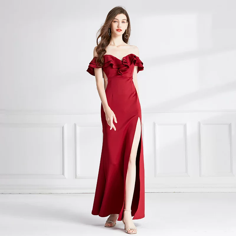 Коктейльное sexy платье, корсет, поясная сумка, длинная юбка, открытые плечи, акцент на бёдрах, покрой в форме рыбий хвост, французский стиль