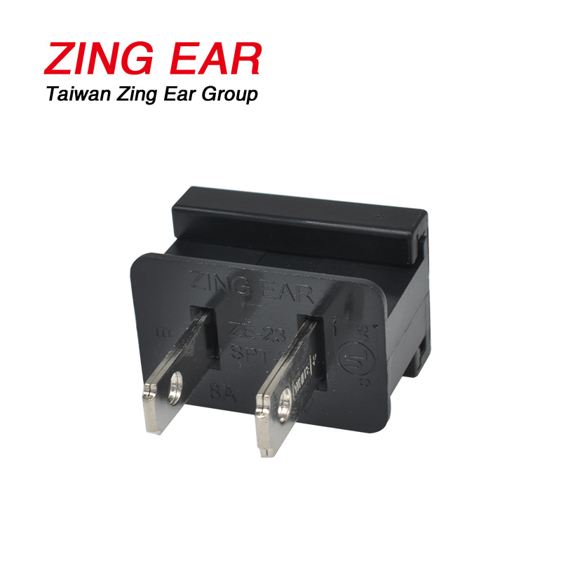 ZINGEAR厂家供 8A 125V 插头插座系列 塑胶材质SPT-2电线转换插头