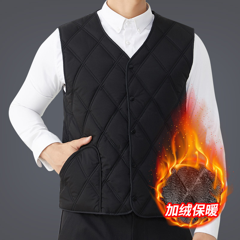 秋冬季棉马甲男士加绒保暖背心内外穿夹棉大码休闲坎肩马夹加厚