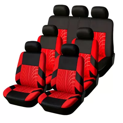 Seat cushion, seat cover Knitted Fabric Four-Season Universal Car - red-13-piece-set-seven-seats