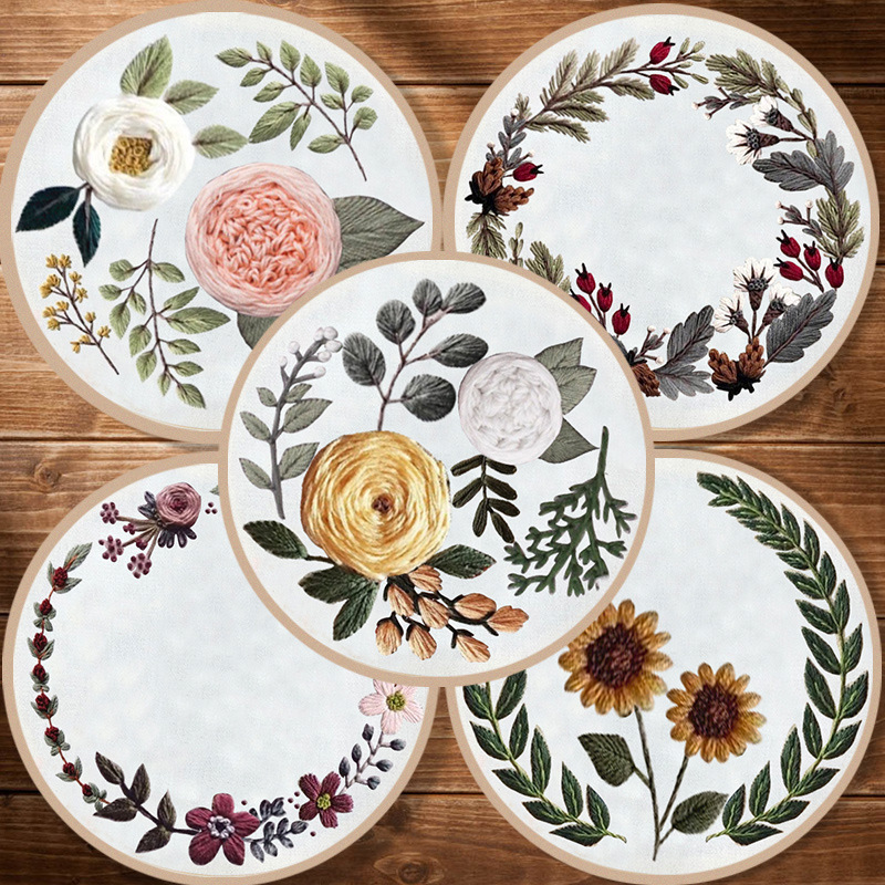 Original-Nuevo bordado DIY flor hecha a mano material de tela paquete conjunto fabricante creativo en stock con tutorial