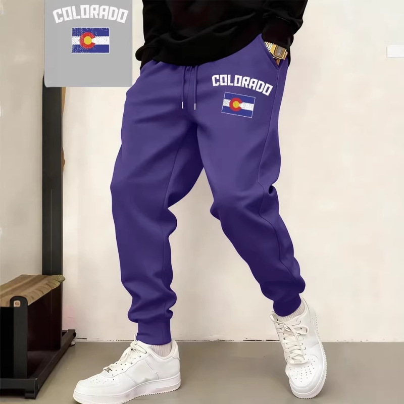 Colorado Flag Print Sweatpants Men's Casual Pocket Joggers Winter Fleece Warm Oversized Basic Pants Colorado Flag Print Sweatpants Men's Casual Pocket Joggers Winter Fleece Warm Oversized Basic Pants