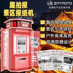 レトロな写真機の一面のプリクラのマシンの面白い写真を撮って、商業観光地区のセルフ写真を撮って一体の機械を撮ります。