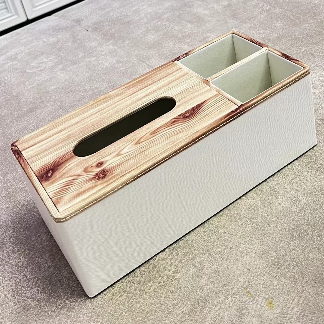 Simple caja de pañuelos de cuero Hotel Club B & B hogar sala de estar mesa de café caja de almacenamiento caja de pañuelos de cuero multifuncional