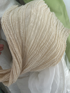 Bamboo Pleated Cotton and Linen Natural Skin-Friendly Slightly See-Through Soft Chinese Han Dynasty Scarf Clothing Home Handmade Fabric Fabric