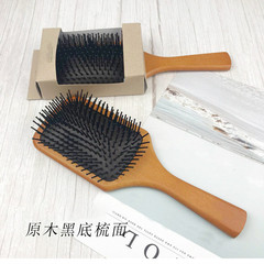 Aerodynamic Paddle Hairbrush with Beauty Wood Comb, Empress Beech Wood Airbag Straightening Massage Anti-static Comb, Large Paddle Comb