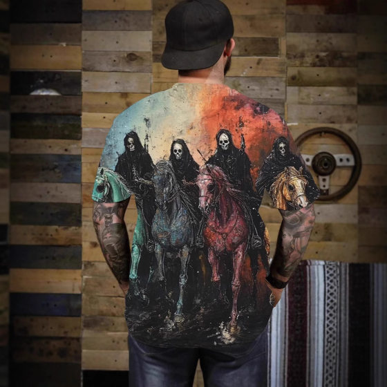 Vintage casual men's 3D printing T-shirt short sleeve round neck shirt spring and summer clothing