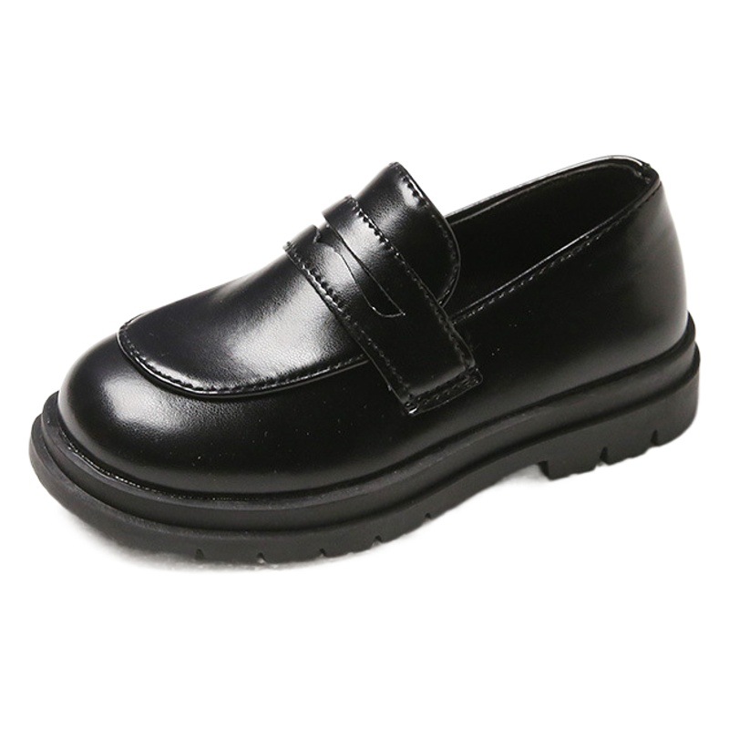 Zapatos de cuero de las niñas mocasines negros para niños 2023 nueva primavera y otoño estilo británico zapatos de rendimiento de las niñas zapatos de moda