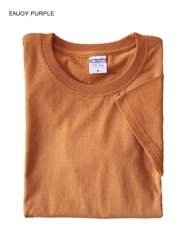 Verano refrescante de algodón puro color sólido cuello redondo manga corta Camiseta de moda pareja de hombres y mujeres 200g media manga blanca ins casual