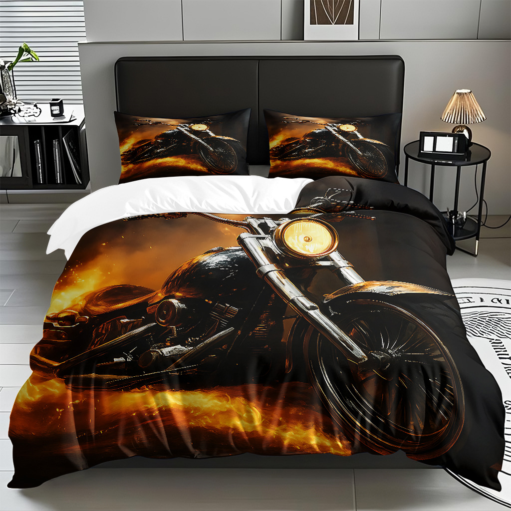 TEMU / JIT hogar transfronterizo motocicleta cool transpirable impresión digital colcha colcha